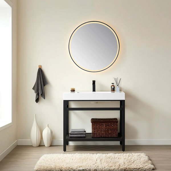 Ablitas Single Sink Bathroom Vanity - with mirror 36" matte black